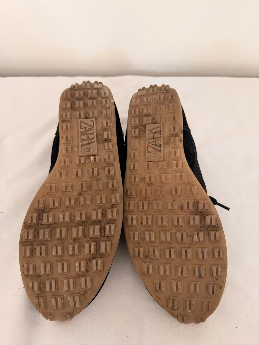 Zara Black Sneakers with Tan Heel Trim